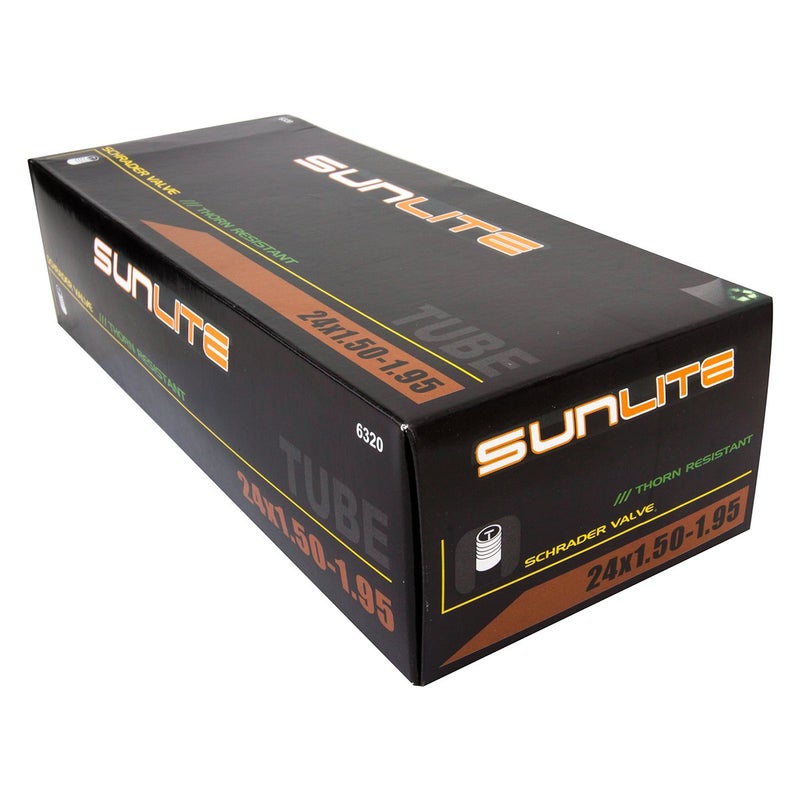 Sunlite Thorn Resistant Schrader Valve Tube, 24 x 1.50-1.95"" / 32mm, Black